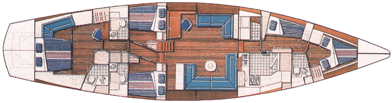 Layout of the sailing yacht Lazy Bones